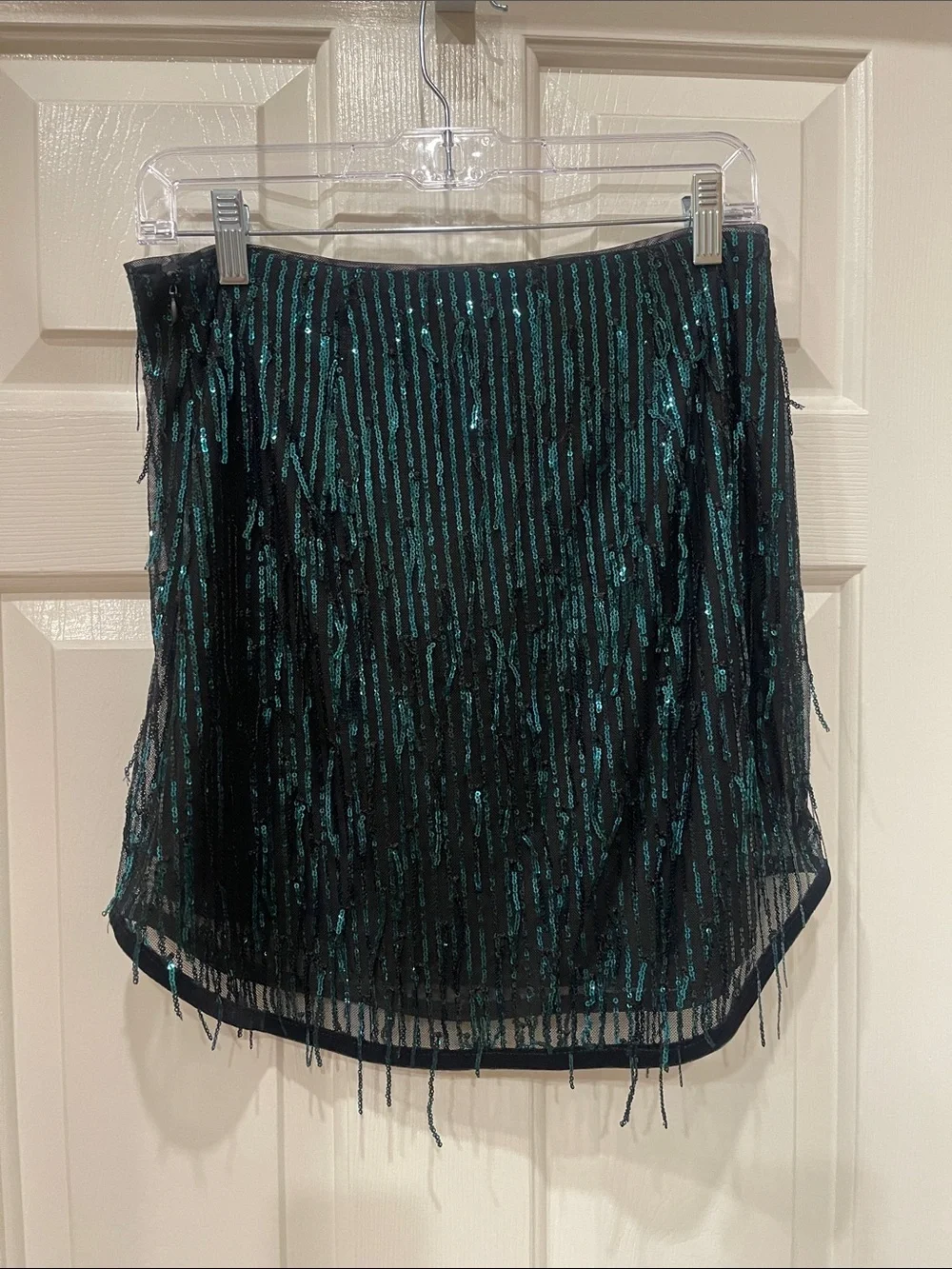 Black Sequin Fringe Mini Skirt - Women's Evening Skirt S:S